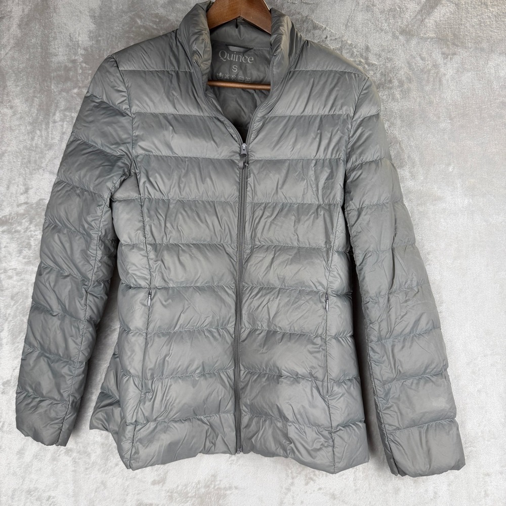 packable Quince Womens Lightweight Down Puffer Jacket Grey Size Sβ Full Zip